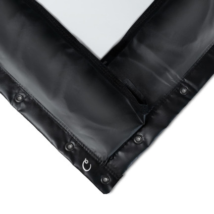 93.5X159 Premium Impact Screen Finished With Black Vinyl Edges and Flaps (Clearance)