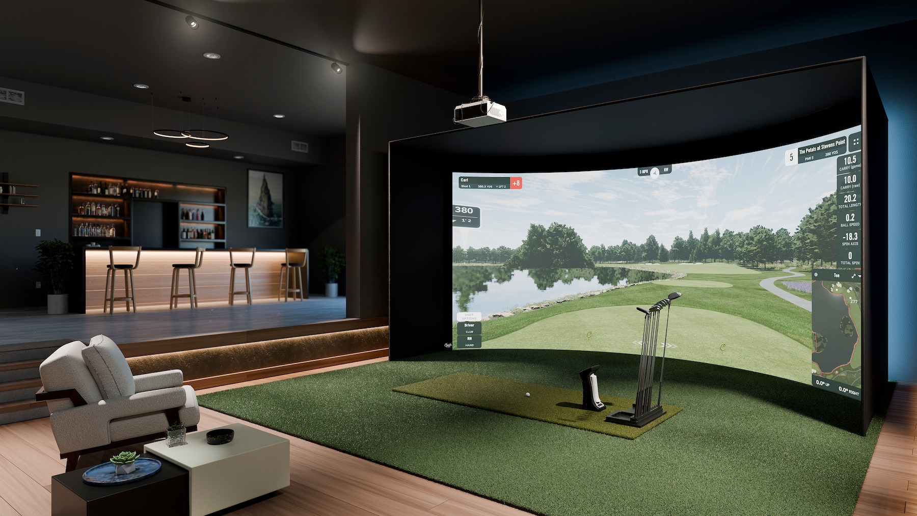 Curved Golf Enclosure in room