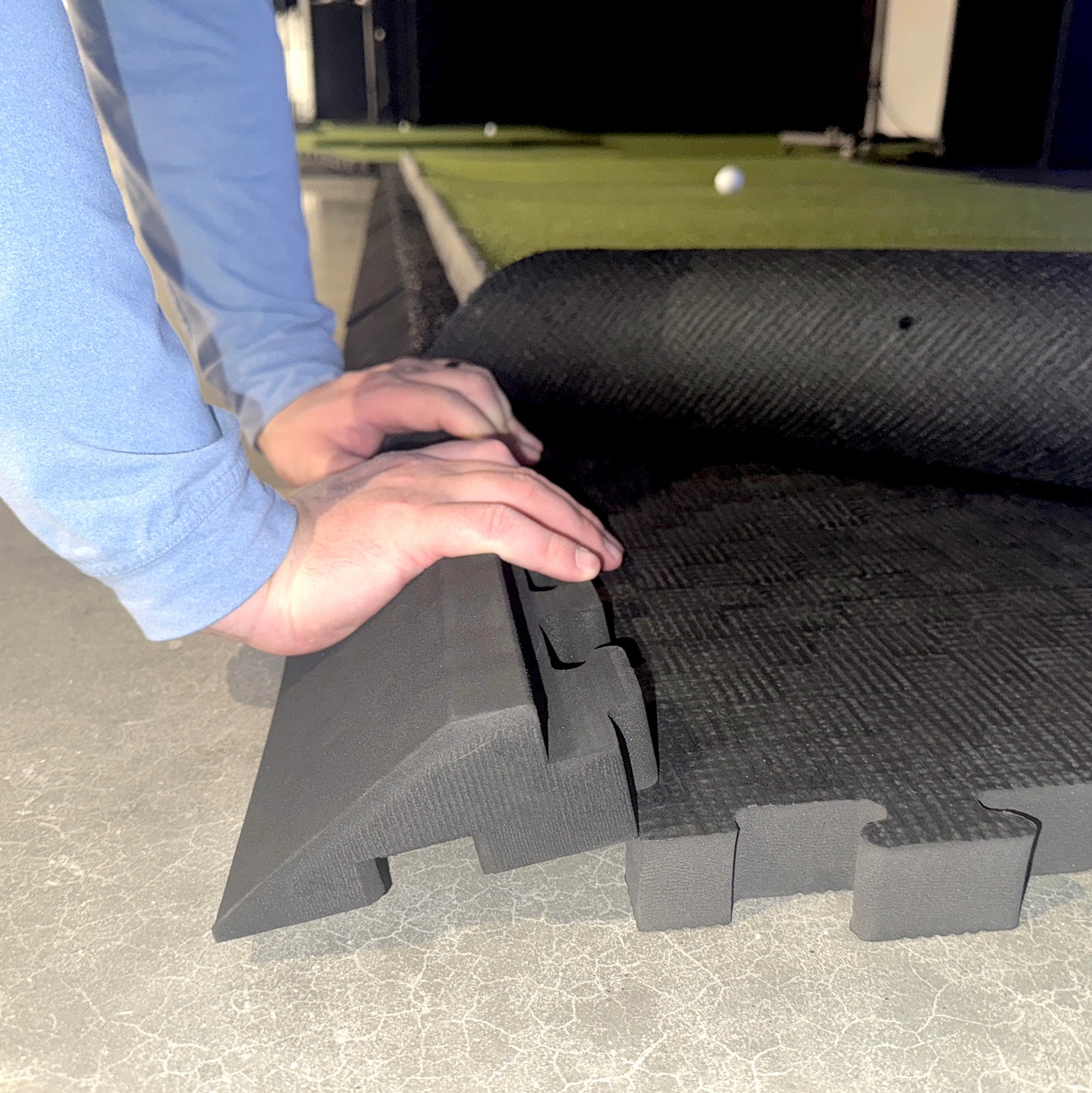Golf Room subfloor with turf