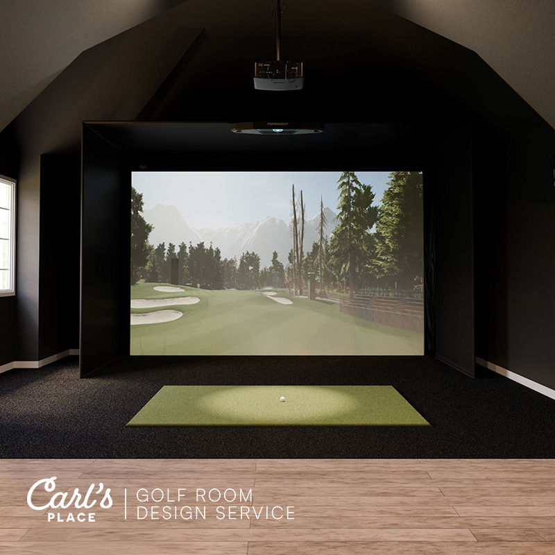 golf room floorplan with carls pro enclosure in tall ceiling