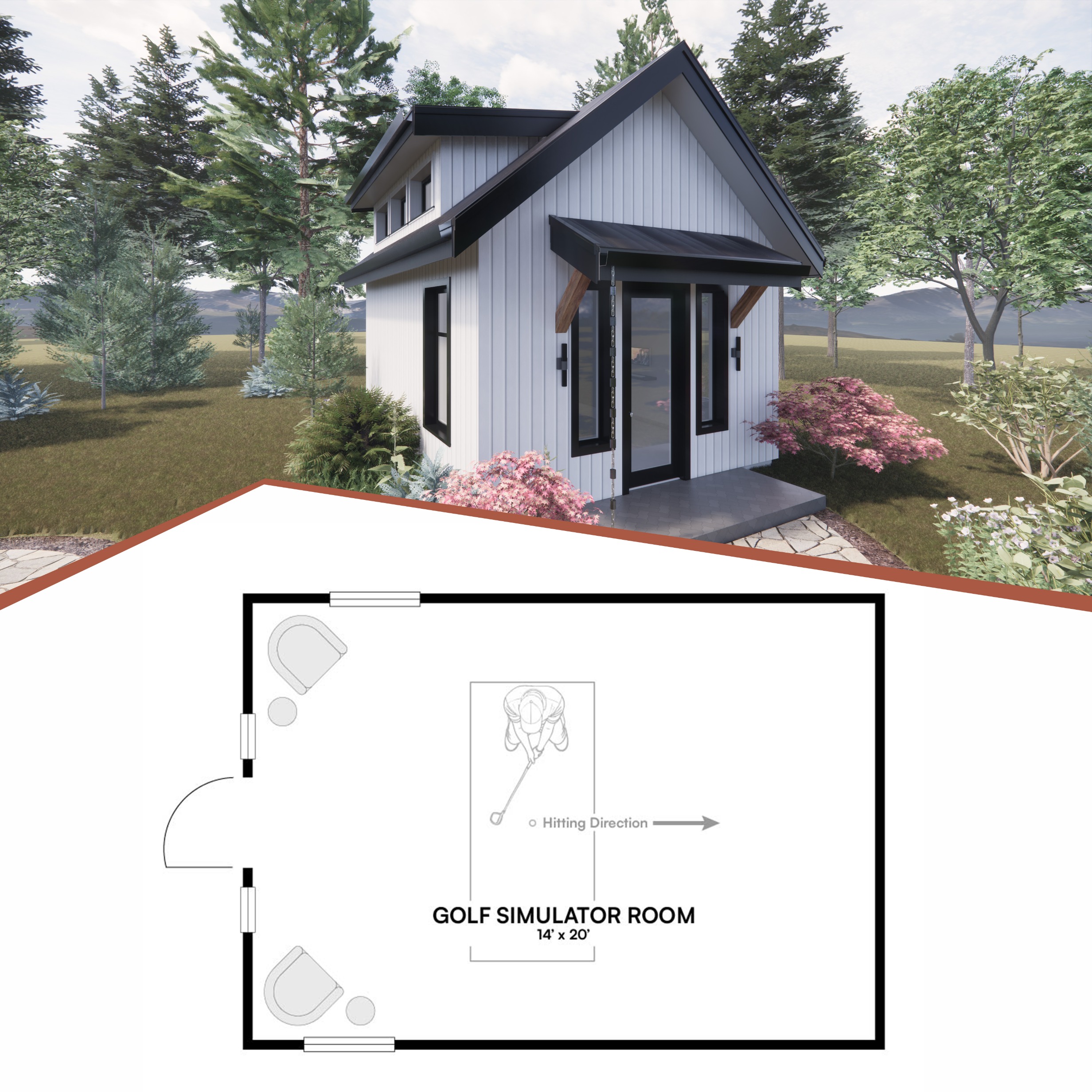 Golf simulator shed design
