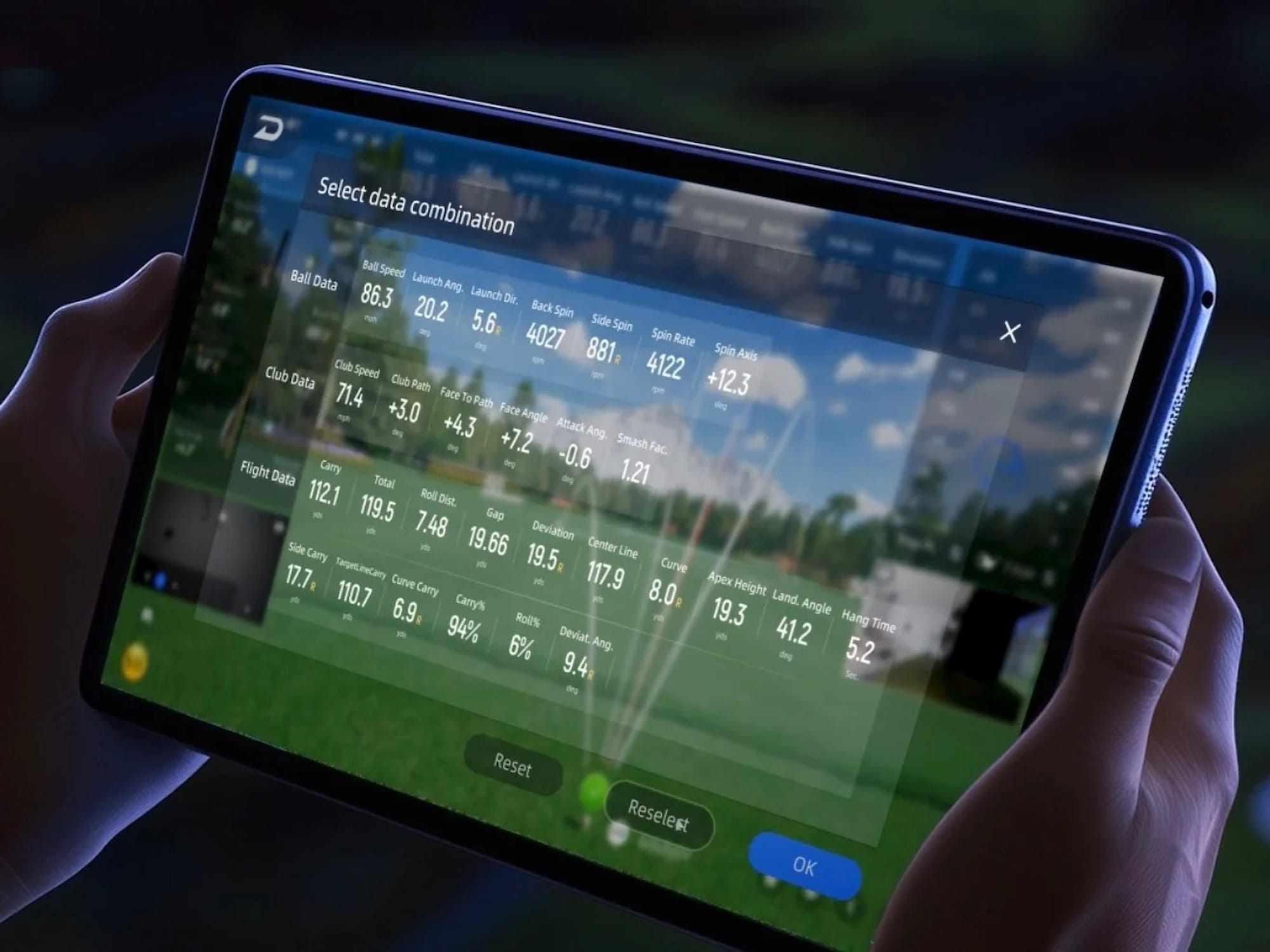 GOLFJOY Spica 3 data on tablet
